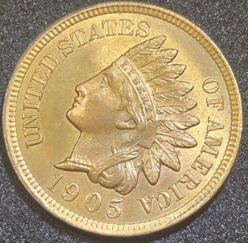 1905 Indian Head Penny Uncirculated - Very Pretty Red/Gold