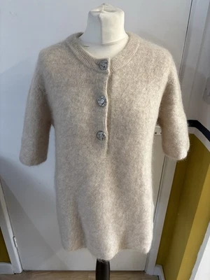 H&M Women’s XL Mohair/ Wool blend rib-knit top Jumper Embellished Buttons - Image 1 of 4