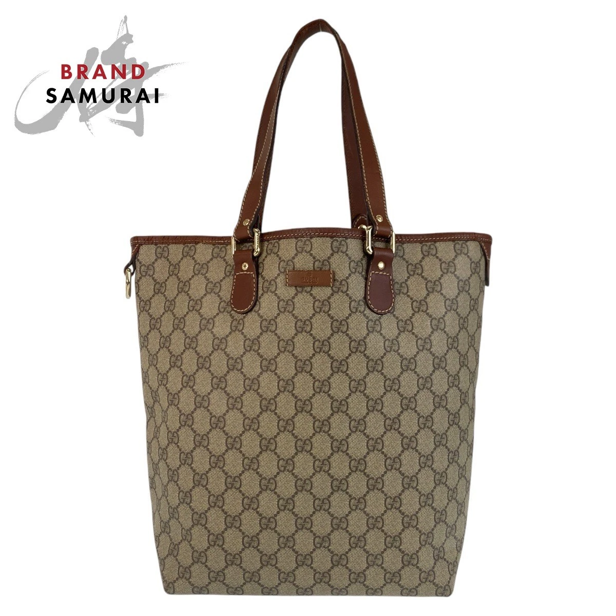 Sac fourre tout Gucci GG Supreme toile cuir marron or quincaillerie femme, occasion