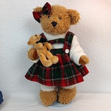 Dan Dee Collectors Choice 14" Plaid Winter Plush Bear Holding Teddy Toy