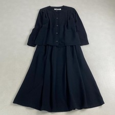 W3933 Christian Dior Set Up No Collar Jacket Long Skirt Black Approx. Size M L