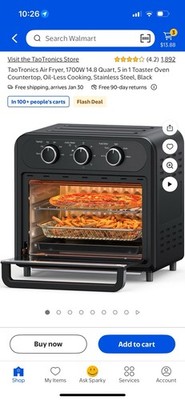 TaoTronics Air Fryer 1700W 14.8 Quart 5 in 1 Toaster Oven Countertop Oil-Less Co