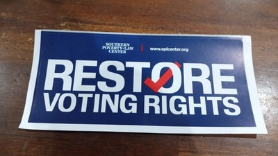 Democrat 3x6-In Restore Voting Rights Bumper Sticker