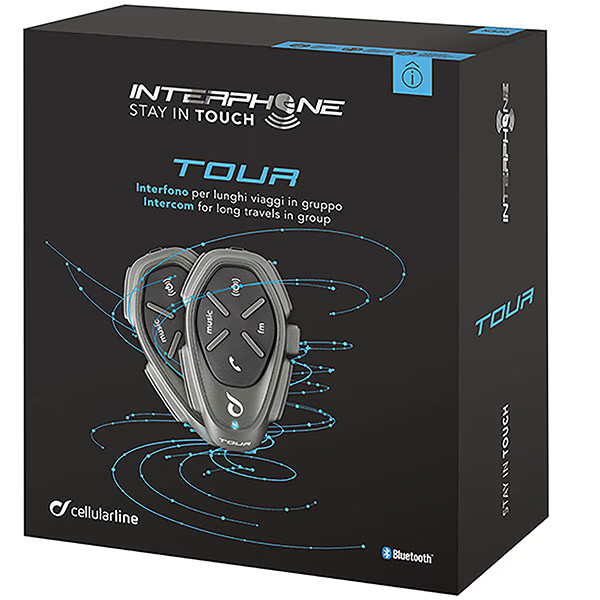 Interphone Tour HD Bluetooth Motorcycle Motorbike Intercom System - Twin
