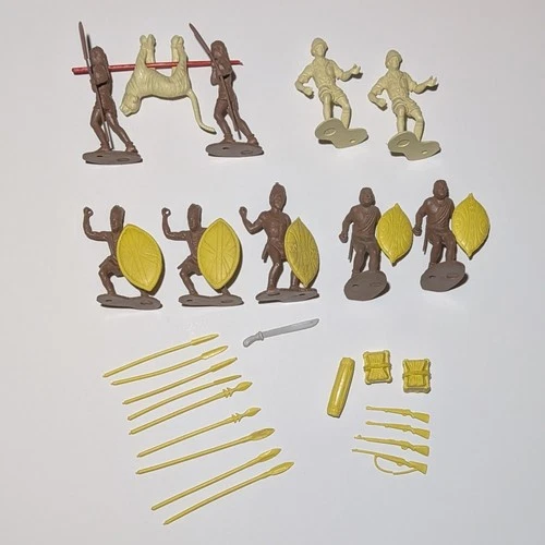 Marx 1950s Jungle Jim Native Weapons and Accessories 33 Pieces Guns Shield Spear