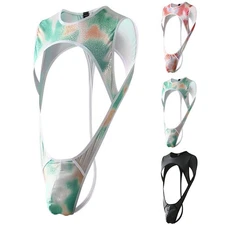 Men's Sleeveless Underwear Bodysuit Jockstrap Leotard Lingerie Pajamas