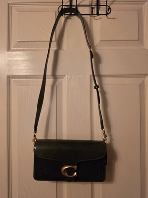 Coach Tabby Leather Medium Shoulder Bag Brass Olive 20 New