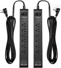 2 Pack Surge Protector Power Strip with 6 Outlets 4 USB Ports 2 USB C 20-Foot