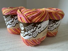 Lily Sugar 'n Cream 100% Cotton Yarn~(3) 2 oz Skeins~Playtime 02741