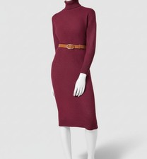 Jones New York Women's Red Turtleneck Belted Sweater Dress Size Large
