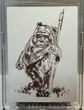 Topps Star Wars 1/1 Sketch Of Wicket W. Warrick Signed By Artist Basak Kahraman