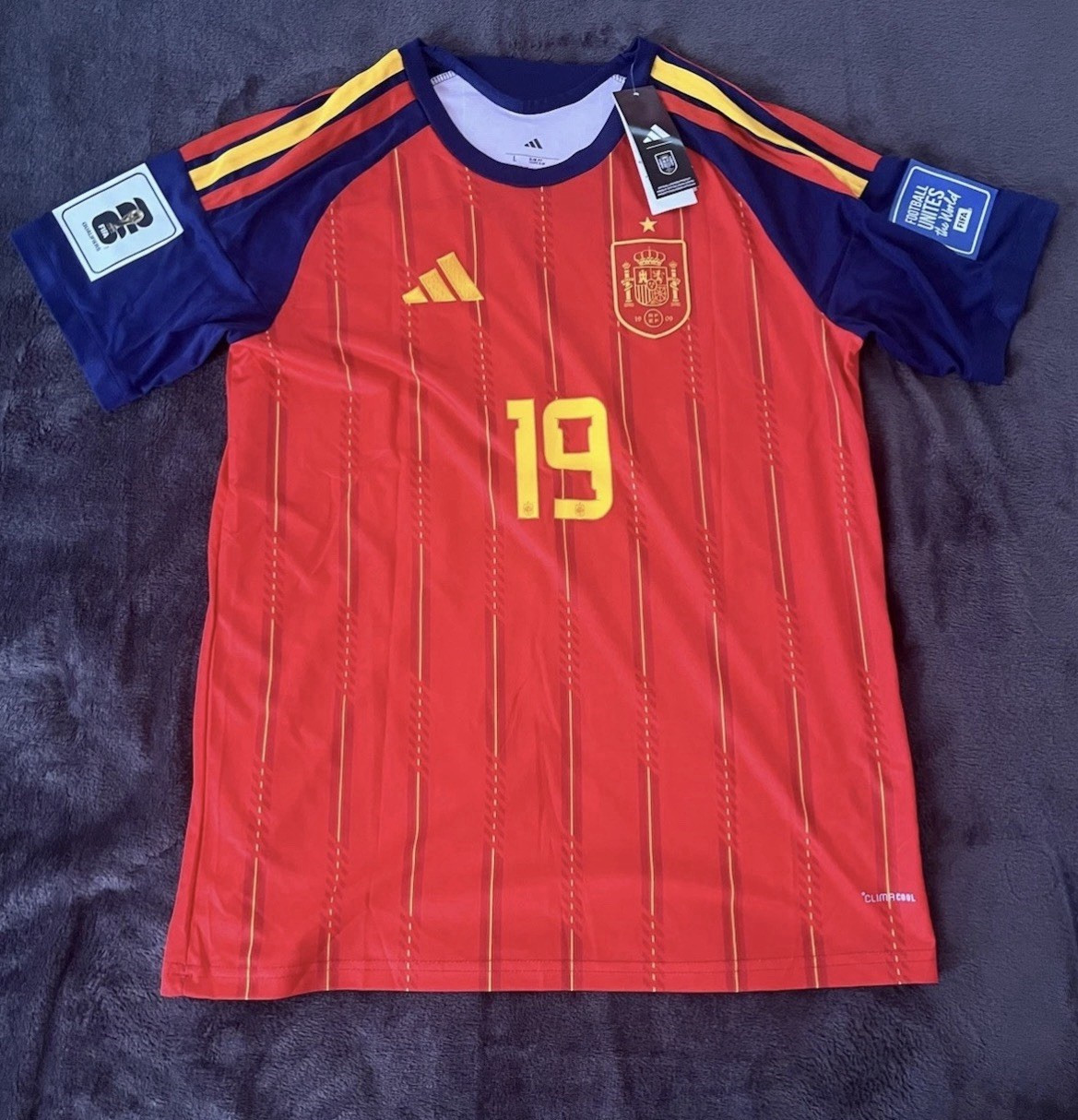 adidas Spain Lamine Yamal #19 Soccer Jersey Red Blue Yellow | eBay