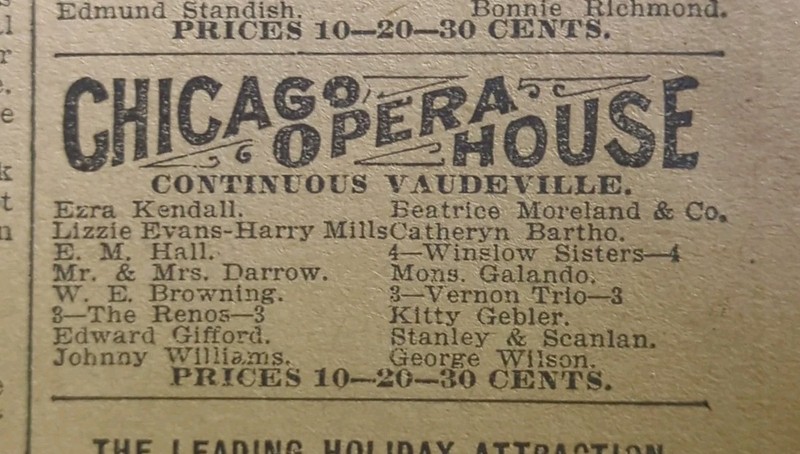JAN 4, 1899  NEWSPAPER PAGE #2920-  EDWARD RENO- "RENO THE GREAT" MAGIC SHOW