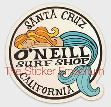 Vtg 4 O'Neill Surf Shop Santa Cruz California Mermaid Surfing Surfboard Sticker