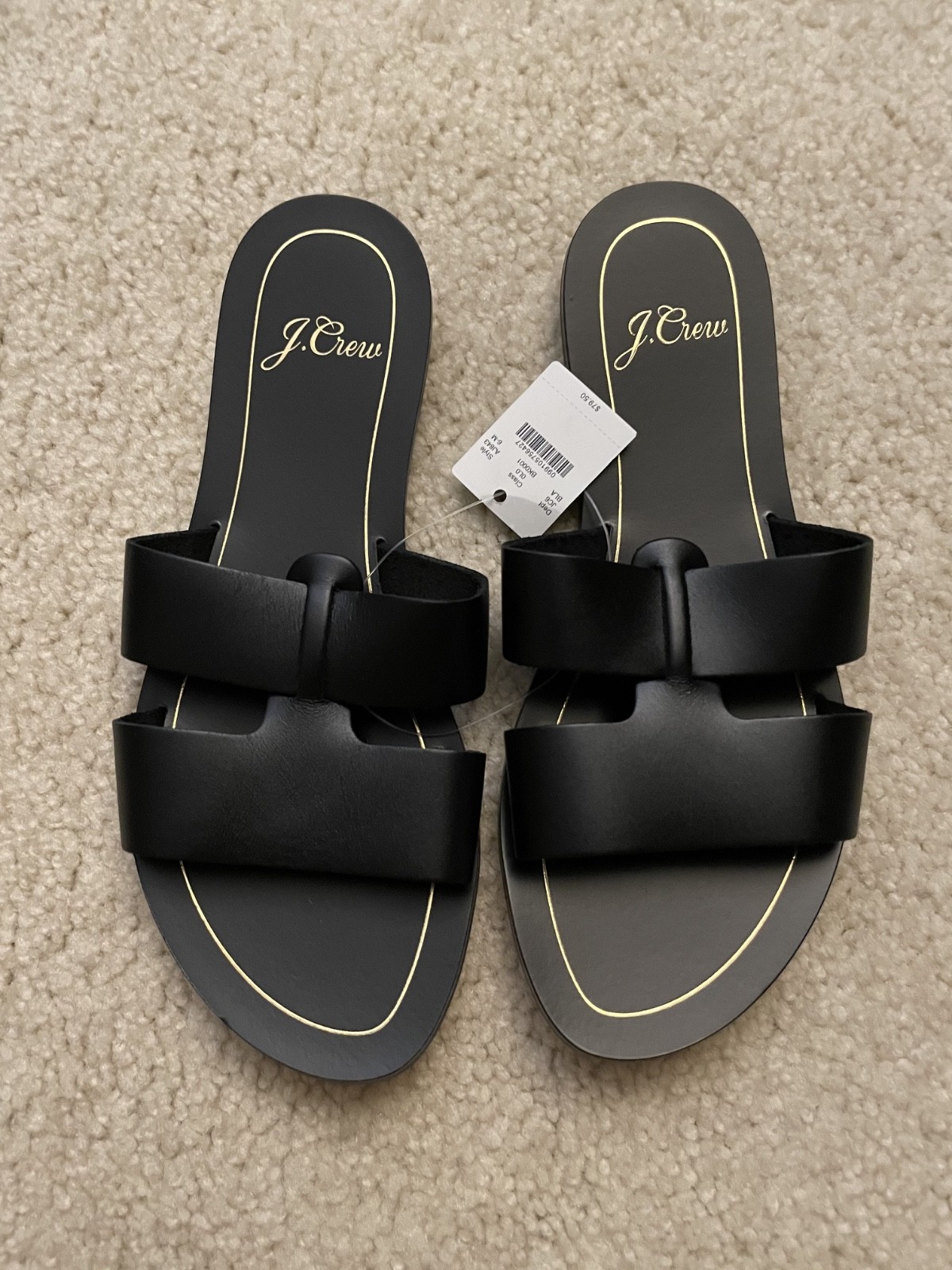 PANTOFOLA D’ORO J. Sandali Crew Cyprus cinturini ad incastro misura 6 nero oro pelle slip on 36