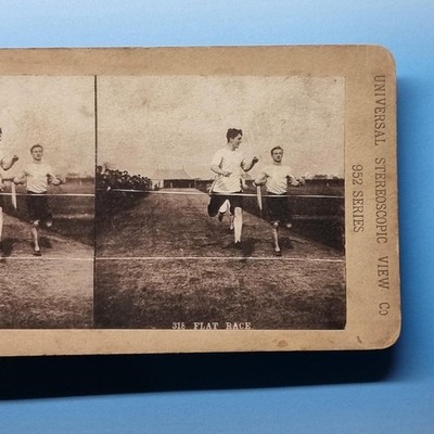 Victorian Sport Stereoview C1895 Action Shot Jungen Track Running