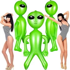 3PCS 63" Giant Inflatable Green Alien, Blow Up Decoration for Party & Holiday