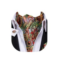 Paisley Floral Ascot Tie for Men Self Tie Mens Cravat Tie and Multicolor Red