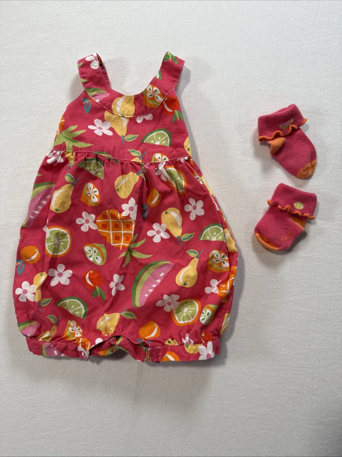 Baby Girl Clothes Gymboree 6-12 Month Vintage Fruit Punch Romper Outfit Socks