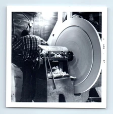 Old Vintage Square Photo SOLO MAN OCCUPATIONAL LATHE MACHINE SHOP 1956