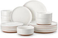 MALACASA Plates and Bowls Sets, 18 Pieces 18 Pcs (Service for 6), White 