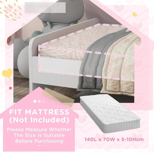 ZONEKIZ Unicorn-Designed Toddler Bed Frame for Ages 3-6 Years, 143x74x67cm White - Picture 7 of 11