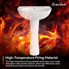 Bathroom Pedestal Sink Combo 20''L X 17"W White Freestanding Ceramic W/Overflow