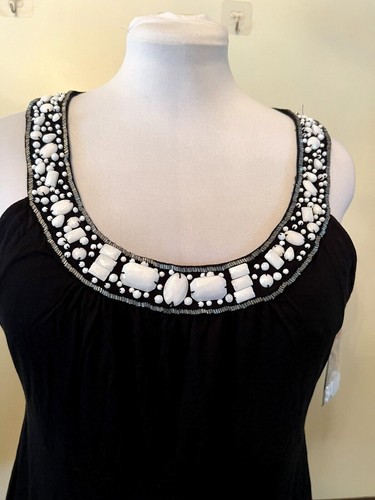 NWT Style & Co Women’s Black Tank Jeweled Neckline SIZE. LARGE - Picture 3 of 10