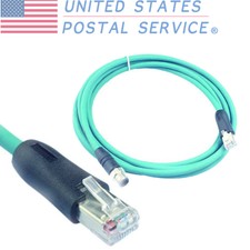M12 Connector 8Pin Adaptor Ethernet Crossover RJ45 3ft Shielded Cable For Cognex