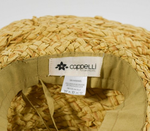 Cappelli Straworld Paper Straw Look Floppy Sun Hat w/ Yellow Bow One Size - Picture 3 of 3