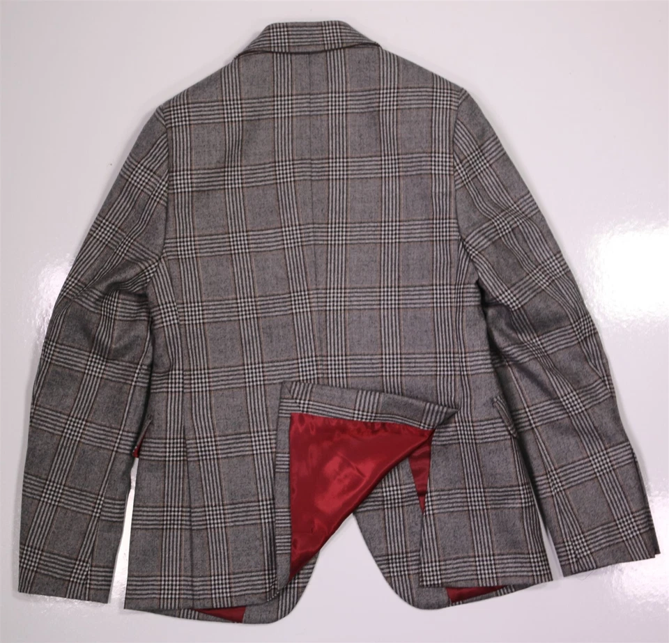 Blazer Indochino 32S Slim Cinza Preto Xadrez Lã Lã 2 Botões Personalizado Masculino Novo - Imagem 4 de 4