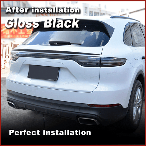 Spoiler nero lucido centrale spoiler posteriore ala labbro per Porsche Cayenne 2018-22 - Foto 4 di 11