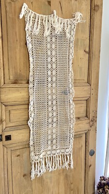 Antique French FILET LACE cotton CURTAIN c1920 | eBay