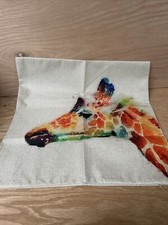 Giraffe Throw Pillow Cover Case Cotton Linen 18x18 Multicolor Pastels Decorative