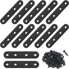 12Pcs Black Straight Brackets 3 Inch Stainless Steel Flat Brace Mending Plates,