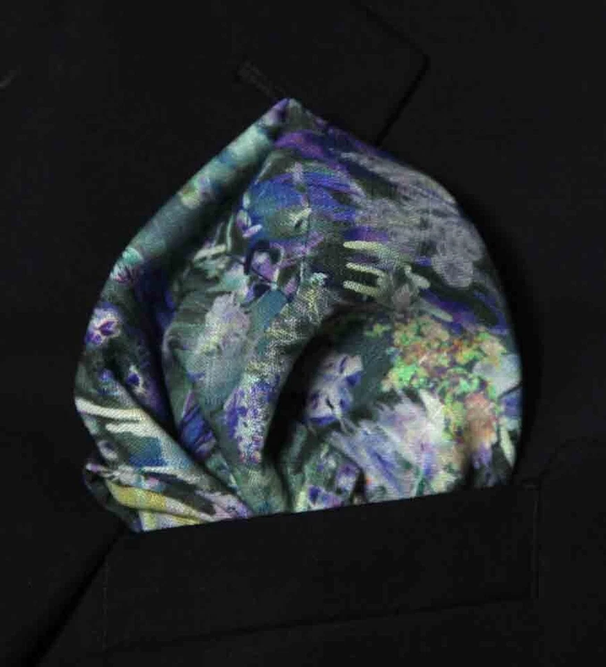 Gascoigne Cosido a Mano Italiano Lino Algodón Bolsillo Cuadrado Floral Para Hombre Foto 3 de 4