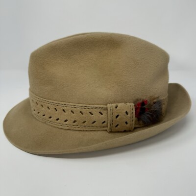 Cavanagh Lt Brown Fur Felt Fedora Hat 1950-1960's Vintage Style Gentleman Dapper