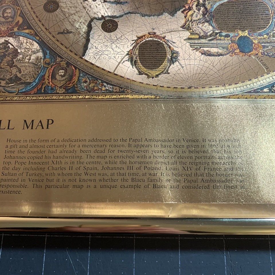 Vintage Framed Gold Foil Blaeu Wall Map Willem Janszoon | eBay