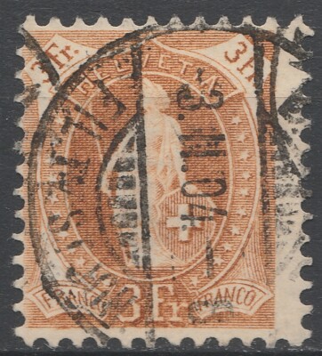 Switzerland Helvetia 1901-03 3fr Perf. 11 1/2x12 used stamp A28P3F39949