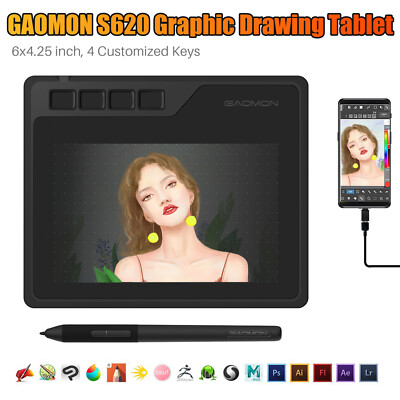 GAOMON S620 Drawing Tablet Art Graphic Battery-Free Pen Express