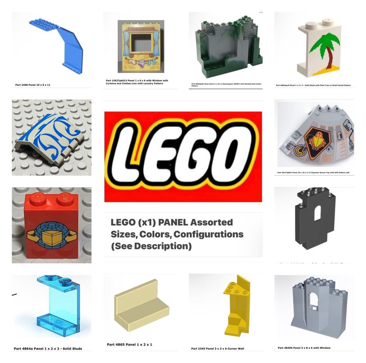 LEGO (x1) PANEL: Assorted Sizes, Colors, Confiigurations (See