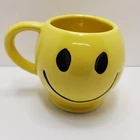 Vintage 1970's McCoy Pottery USA Yellow Smiley Happy Face Mug Cup Coffee 4" Tall