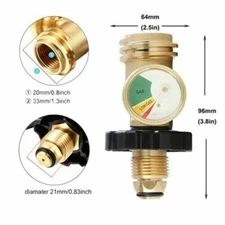 Propane Tank Brass Adapter With Pressure Meter Gauge for LP Gas Grill BBQ RV Set