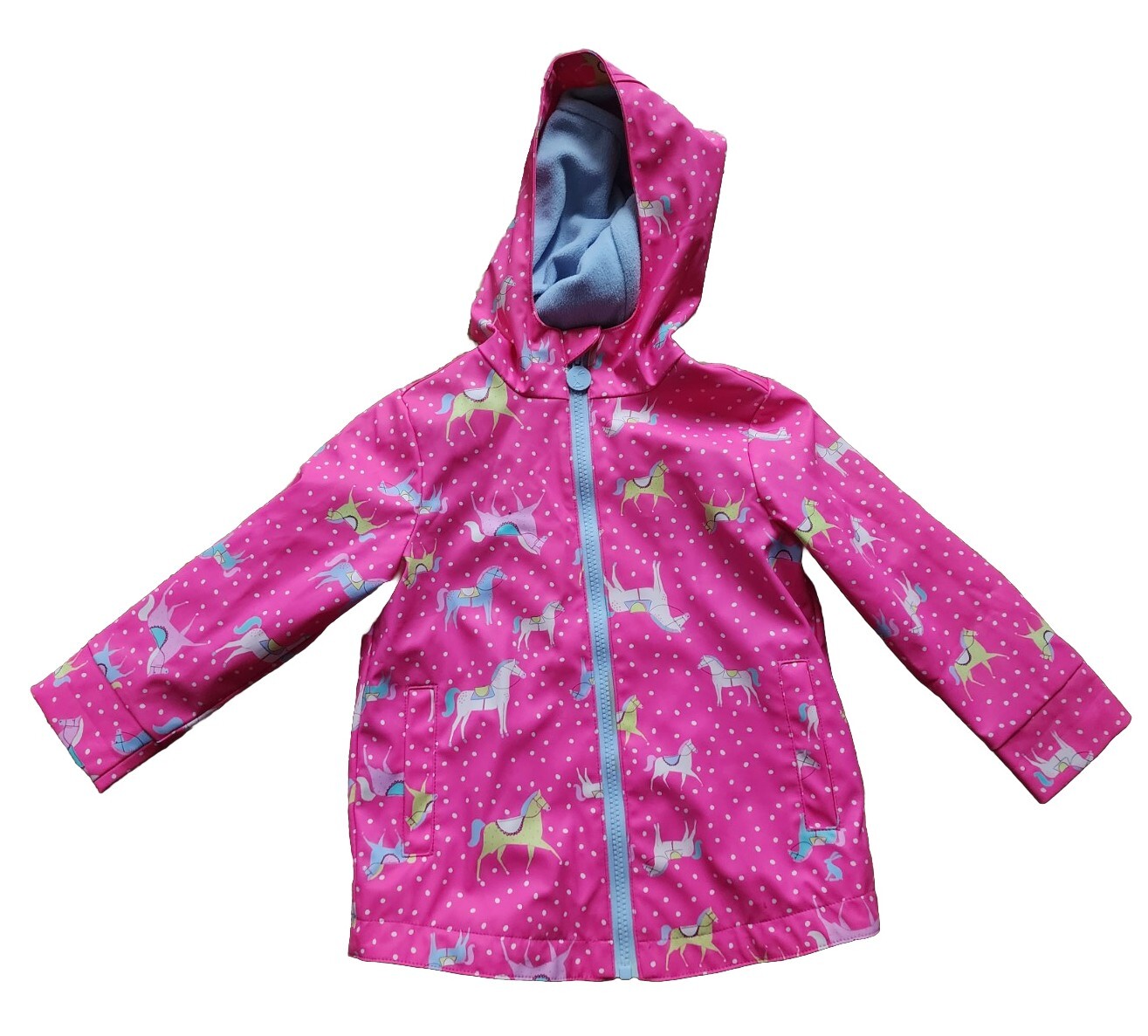 Giacca antipioggia idrorepellente Joules bambino ragazza rosa pony a pois con cappuccio taglia 3 anni