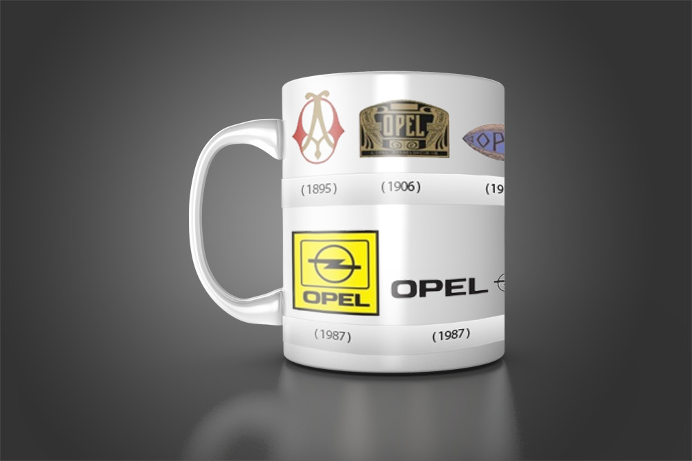 OPEL Becher, OPEL Logo History KAFFEETEE Becher für beste OPEL FANS der Marke...
