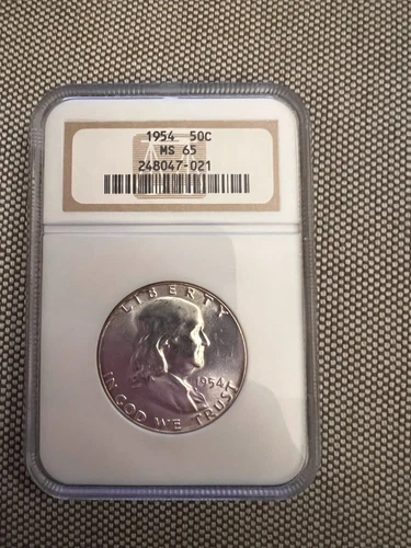 1954 FRANKLIN HALF DOLLAR NGC MS65