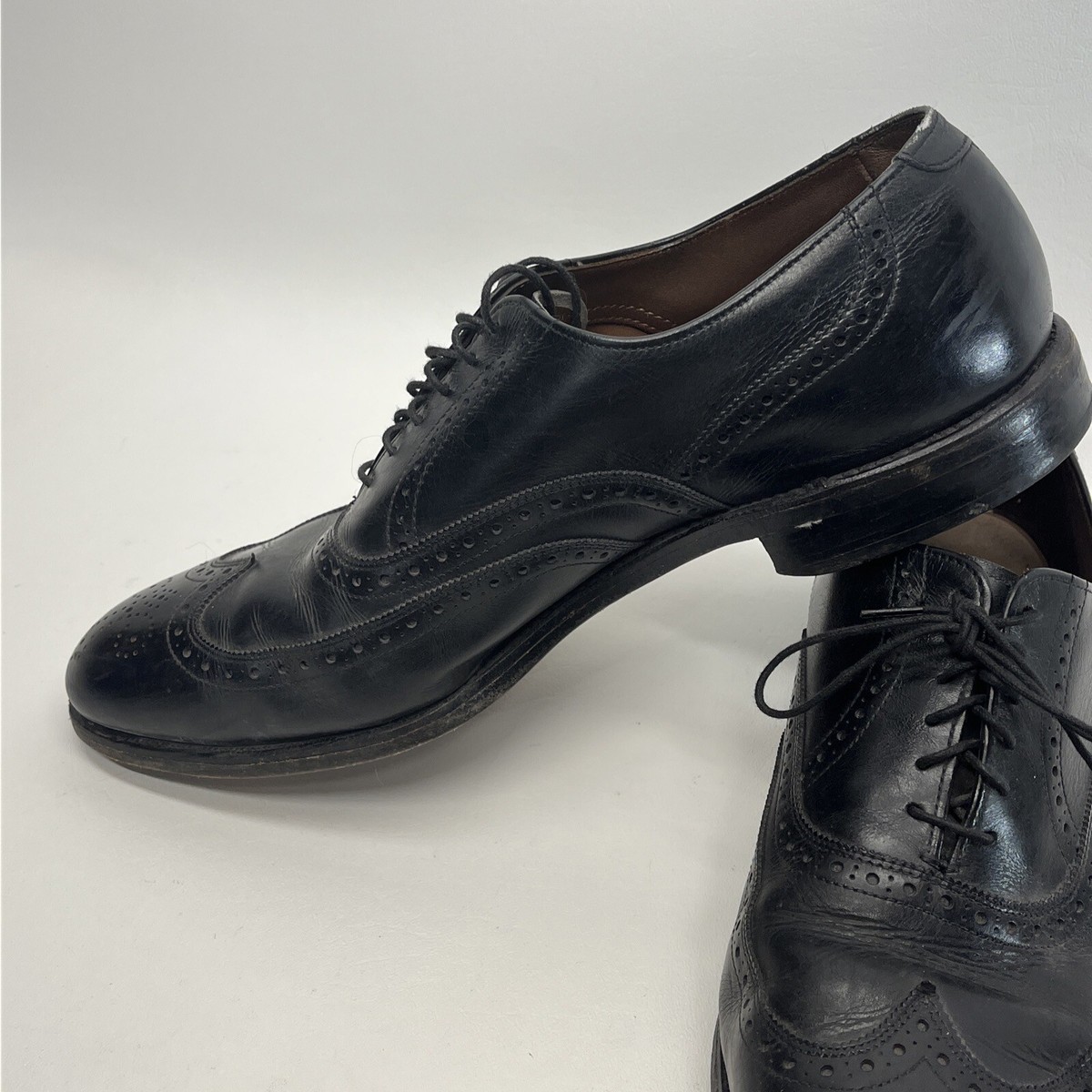 Allen Edmonds 1903 Chester Black Leather Wingtip Dress Oxfords