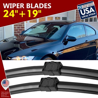Super Clean 24''+19'' Side lock Wiper Blades Set For 2007 2008 BMW 328xi 3.0L
