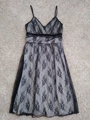 Babydoll Dress Black Lace Baby Doll Dress Cami Vintage Slip Dress S M - Image 1 of 4