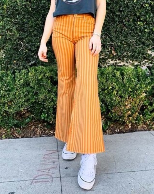 NWT Wrangler Wanderer 622 High Rise Flare Jeans Orange Stripe 24 26 28 29  30 31